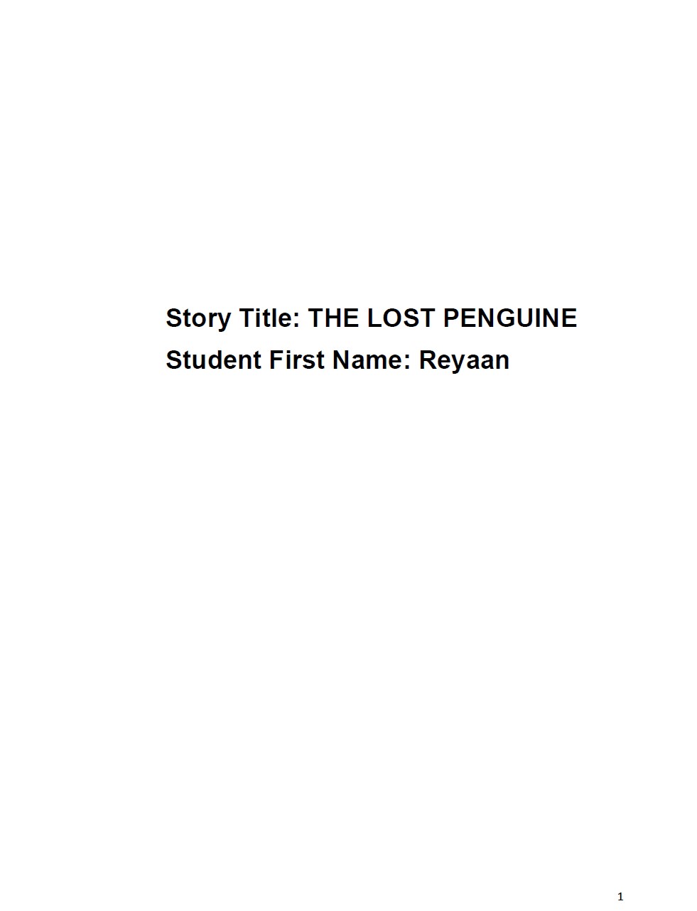 THE LOST PENGUINE by Reyaan V.