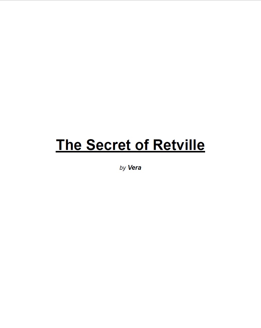 The Secret of Retville by Vera S.