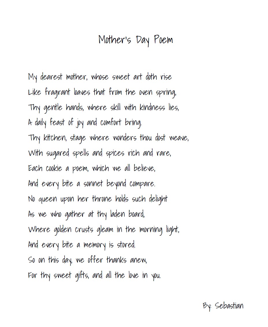 Mother’s Day Poem by Sebastian F.